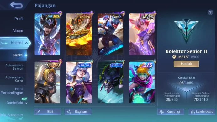 Hero 92 | skin 95 | cc natalia | blazing franco +esmeralda |saint seiya badang silver | saber saber | ML421B