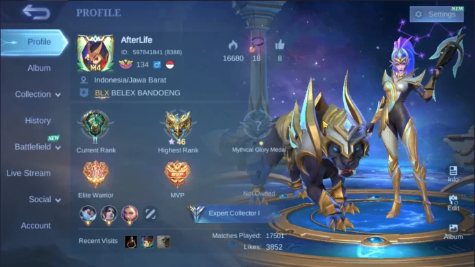 Hero 127 | Skin 232 | Emblem All Max | Level Akun 134 | Zodiac Irithel | Zodiac Hilda | Epic Freya |ML433B