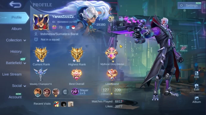 Hero 127 | Skin 209 | Lightborn Fanny | Lightborn Alucard | Lightborn Tigreal | Epic YSS+Lancelot+Roger (Limit) ML437B