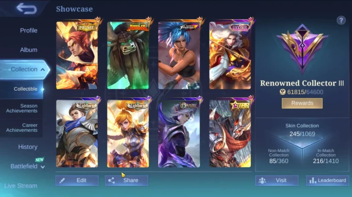 Hero 131, Skin 245|Global Lancelot | Luckybox Lancelot, Annual Hayabusa,  Prime YuZhong, CC Natalia,, KAI Thamuz|ML451B