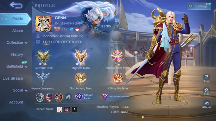 Hero 131, Skin 245|Global Lancelot | Luckybox Lancelot, Annual Hayabusa,  Prime YuZhong, CC Natalia,, KAI Thamuz|ML451B