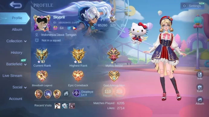 Hero 110|skin 201|sanrio angela+floryn|all star moskov|luckybox gatot+alice|cc natalia|annual hayabusa|champion joy|ML475B
