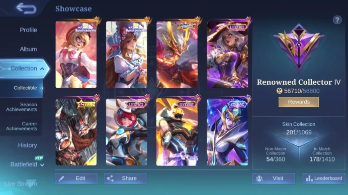 Hero 110|skin 201|sanrio angela+floryn|all star moskov|luckybox gatot+alice|cc natalia|annual hayabusa|champion joy|ML475B
