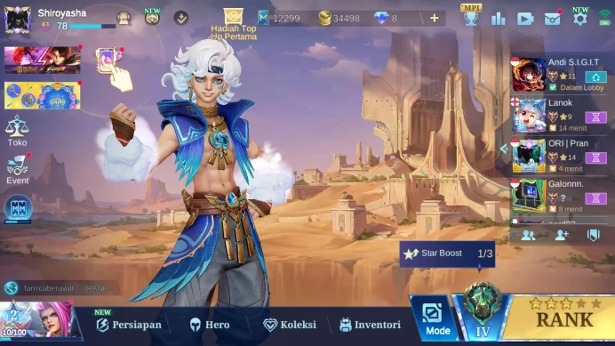 Hero 131|Skin 321|Legend Saber|TF Roger|KP Thamuz|Sanrio Floryn|LB Miya+Chang'e|Cc Natalia|SA Karrie+Lesley|9 Zodiac|ML490B