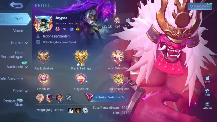 Hero 125 | Skin 294 |Legend Franco|Aspirants Ruby|KOF Dyrroth|Prime Yu Zhong|Sanrio Floryn | JJK Xavier |ML491B