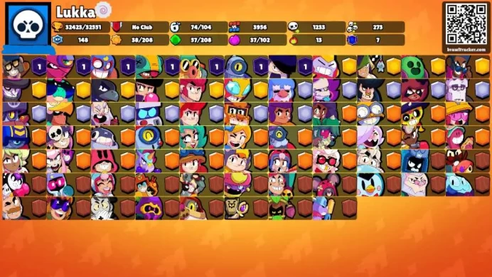 32K Trophies LVL83 | 74/102 Brawlers | 23 Max Brawlers - 20 Hypercharges | 182 Skins | 434 Pins | 317 Icons | Legendary, Max Power, Rank 35 rare