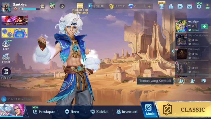 Hero 131|Skin 484|Legend Saber+Gusion|KOFChou+Aurora|TF John+Roger+XB|JJK Julian|Cc Natan+Wanwan | Full Zodiac ML520B