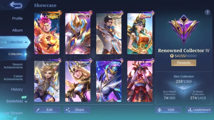 Hero 121|Skin 233|Prime Claude|Luckybox Estes|Lightborn Granger+Harith|Creatre kadita|Zodiac Irithel|Msc Valentina+Pharsa ML524B