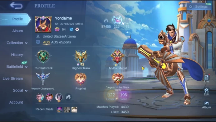 Hero 122 | Skin 196 | Recall Tas Tas on | Zodiac Hilda | KOF Karina | Roger Transformers |ML529B