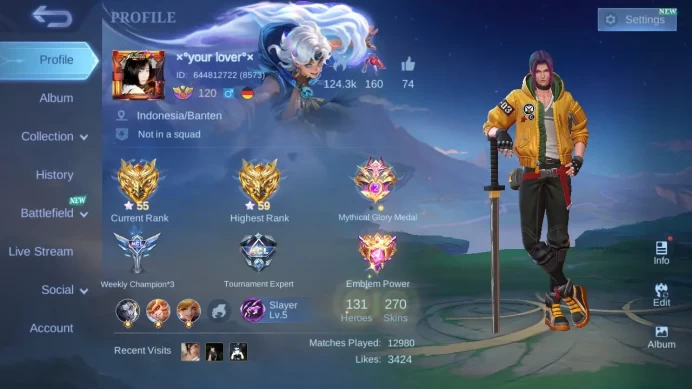 Hero 131 | Skin 270| KOF Karina | Sanrio Floryn | Annual Hayabusa | Luckybox Freya | Collector Natalia |Peace Cici ML562B