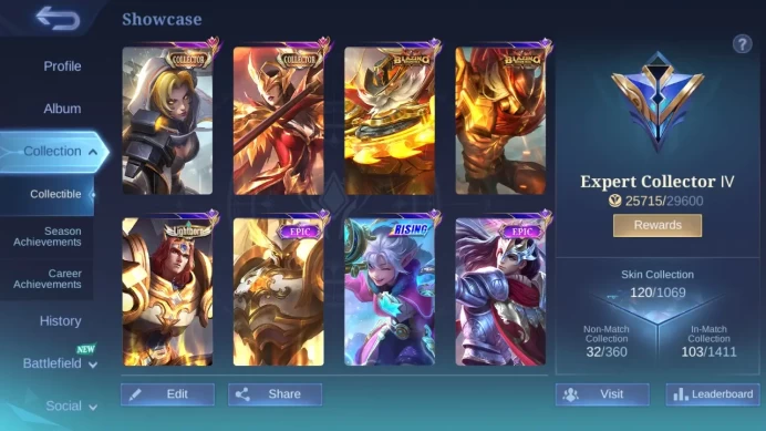 Hero 81|Skin 120|CC Natalia Pharsa|Lightborn Tigreal|Rising Lolita|Blazing Franco|Epic Zilong Rafaela Lancelot Uranus ML598B