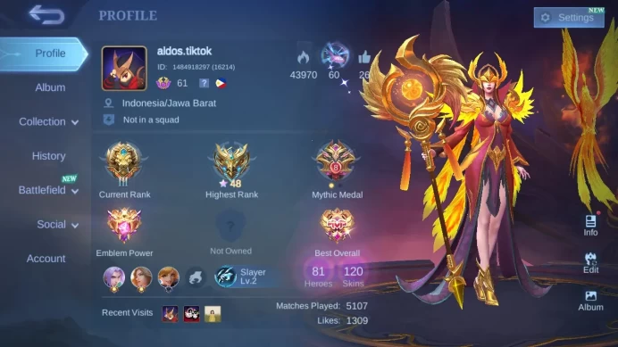 Hero 81|Skin 120|CC Natalia Pharsa|Lightborn Tigreal|Rising Lolita|Blazing Franco|Epic Zilong Rafaela Lancelot Uranus ML598B