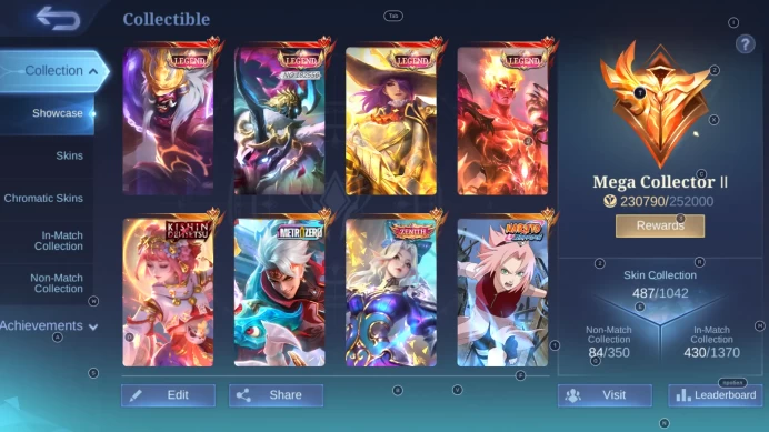 ML39//MG85 Top Rank Mythic Glory 62 Stars; LEGEND Alpha, Franco, Leslie, Valir; HxH Hisoka; Metro X.Borg