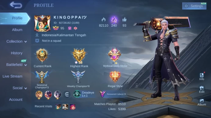 Hero 131|Skin 259|Luckybox Hayabusa Alucard Gatotkaca Odette Kimmy|STUN Chou|Zodiac Martis Aurora|Seiya Badang Silver ML614B