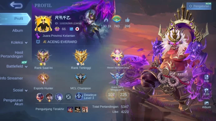 Hero 107|Skin 225|Legend Franco|Prime Granger Yu Zhong|Sanrio Floryn|Seiya Valir|STUN Chou|Luckybox Eudora|Zodiac Martis ML620B