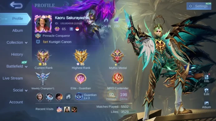 Hero 90|Skin 198|Prime Granger|Sanrio Floryn|CC Nata|Meow Julian Silvanna|Create Luo Yi|Dtamer Ling|Lightborn Harith ML625B