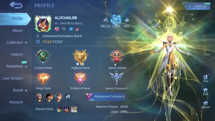 Hero 123|Skin 264|Prime Beatrix|Sanrio Floryn|KOF Karina|Luckybox Guinevere Johnson|Epic Roger|Lightborn Granger Harith ML634B