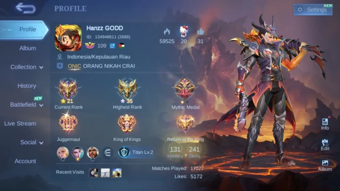 Hero 131|Skin 241|KOF Karina|CC Natalia|Naruto Vale|Spongebob Cyclops|Meow Julian|Saint Seiya Badang|Dtamer Kimmy ML636B
