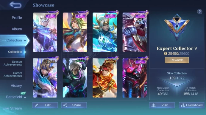 Hero 113|Skin 139|Dtamer Kimmy|Blazing Claude|Venom Gusion|Epic Gusion Vale YSS Lancelot Grock Zil Kagura Harley ML662B