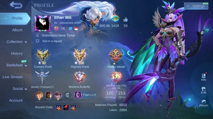 Hero 118|Skin 213|Legend Miya|KOF Karina|Sanrio Floryn|CC Natalia|Luckybox Akai Martis Guinevere|Annual Lesley|Lunar Sun ML677B
