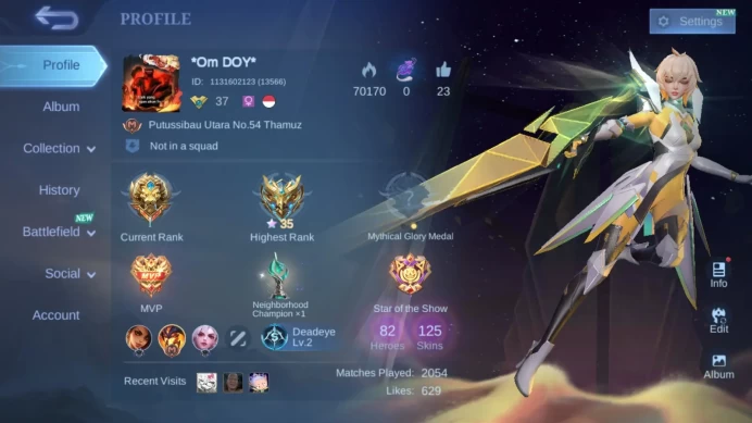 Hero 82|Skin 125|KOF Karina|Prime Beatrix|Luckybox Miya|Spongebob Cyclops|M7 Granger|M5 Yu Zhong|M4 Beatrix,ML684B