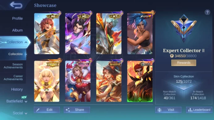 Hero 82|Skin 125|KOF Karina|Prime Beatrix|Luckybox Miya|Spongebob Cyclops|M7 Granger|M5 Yu Zhong|M4 Beatrix,ML684B