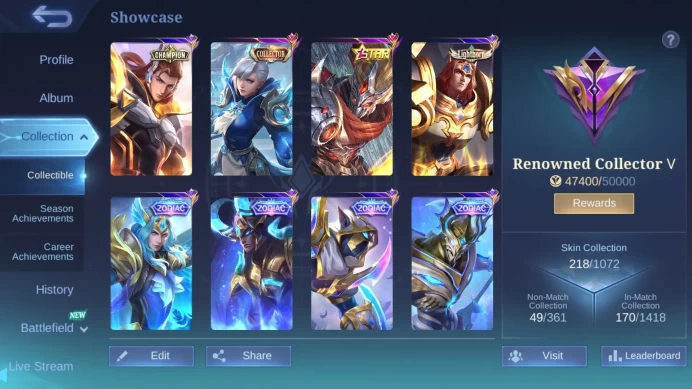 Hero 104|Skin 218|CC Silvanna|Annual Hayabusa|Champion Lancelot|Zodiac Lancelot Martis Helcurt Zhask|Saint Seiya Badang ML690B