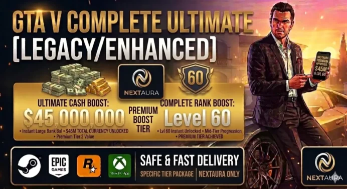 45M Pure Cash + 60 RP Level | GTA Online | Enhanced/Legacy | Cash and RP Level Boost | Steam, Epic, Rockstar