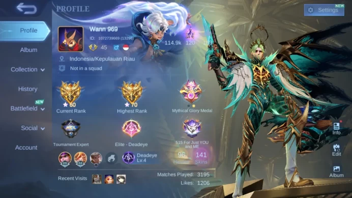 Hero 94|Skin 141|Prime Granger|M7 Granger|CC Nata|Luckybox Lancelot|Meow Julian|Spongebob Cyclops|Saint Seiya Badang ML726B