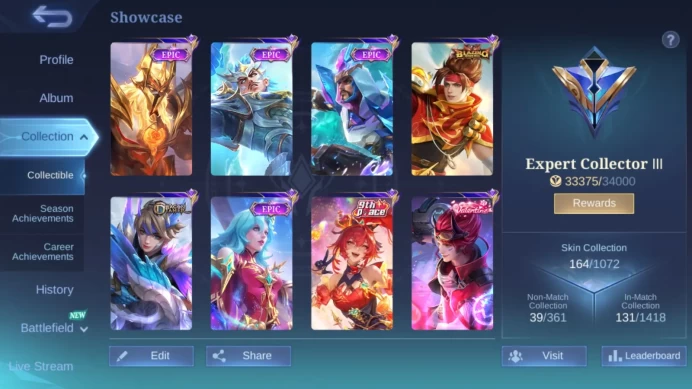 Hero 77|Skin 164|CC Nata|Seiya Badang|Dtamer Valir Kimmy|Valentine Claude|Blazing Claude|Epic Khaleed Terizla Moskov ML727B