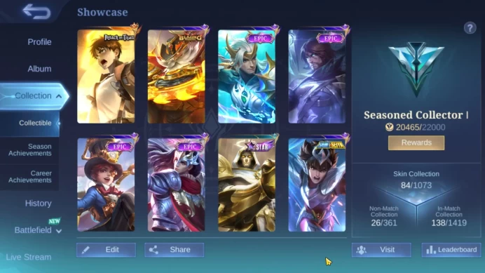 Hero 74|Skin 84|AOT Yin|Saint Seiya Badang|Blazing Franco|Epic YSS Roger Harley Lancelot Kagura Chang'e ML728B