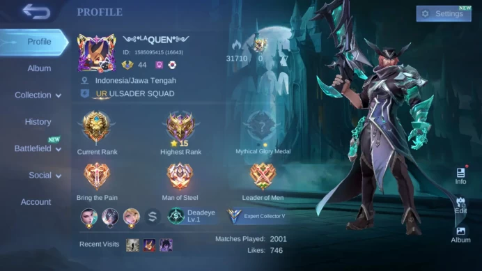 Hero 71|Skin 116|Dtamer Kimmy Valir|Saber Layla|Venom Grock|Blazing Claude Aldous Layla|Epic YSS Roger Rafaela ML732B