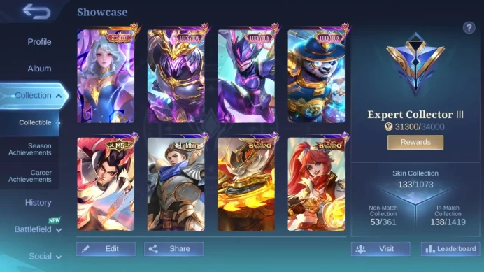 Hero 97|Skin 133|1 Starlight Card|Zenith Vexana|M5 Yu Zhong|Peace Fanny|Luckybox Saber Akai Karrie|Lightborn Alucard ML750B