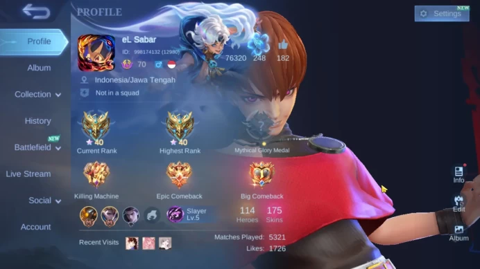 Hero 114|Skin 175|KOF Dyrroth Karina|Sanrio Floryn|Luckybox Alucard|MSC Valentine|Dtamer Ling Masha|Lightborn Granger ML754B