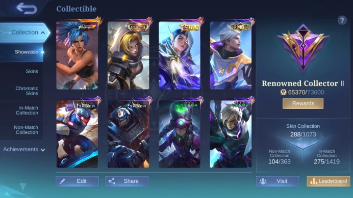 Hero 131 Skin 288|KOF Karina|M6 Claude|CC Nata|Annual Lesley|Peace Fanny|Lightborn Alucard|SaberJohnson ML770B