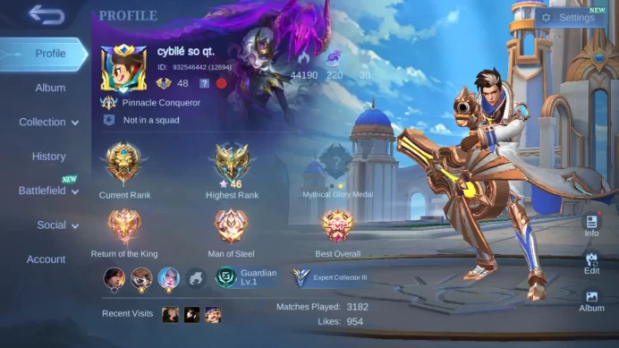 Hero 98|Skin 153|KOF Karina|CC Nata|Seiya Badang|Lightborn Tigreal Granger|Blazing Franco|Epic Roger Terizla ML789B