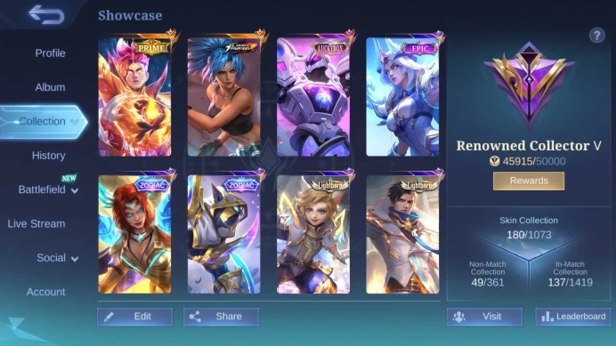 Hero 91|Skin 180|Prime Claude|KOF Karina|Luckybox Uranus|Dtamer Lance|Zodiac Hilda Helcurt|Lightborn Harith Granger ML792B