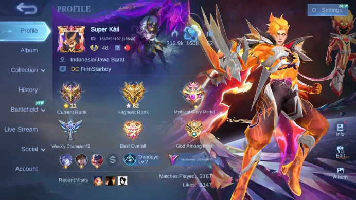 Hero 91|Skin 180|Prime Claude|KOF Karina|Luckybox Uranus|Dtamer Lance|Zodiac Hilda Helcurt|Lightborn Harith Granger ML792B
