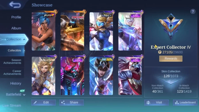 Hero 79|Skin 128|KOF Karina|Transformers Roger|Saint Seiya Badang|Lightborn Harith|Saber Freya|Epic Gusion Lance Zilong ML794B