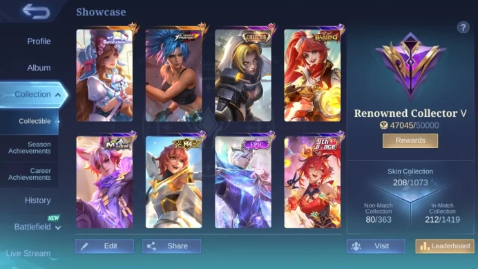 Hero 131|Skin 208|KOF Karina|CC Nata|Sanrio Floryn|Saint Seiya Badang|M4 Beatrix|Peace Fanny|Meow Lesley Julian ML795B