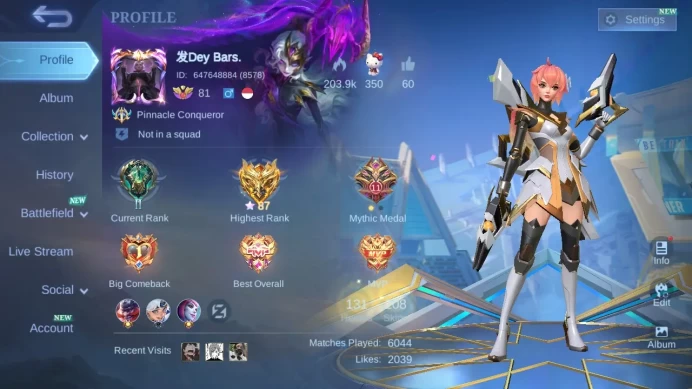 Hero 131|Skin 208|KOF Karina|CC Nata|Sanrio Floryn|Saint Seiya Badang|M4 Beatrix|Peace Fanny|Meow Lesley Julian ML795B