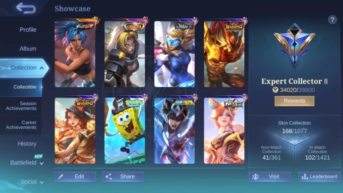 Hero 103|Skin 168|KOF Karina|CC Nata|Spongebob|Saint Seiya Badang|Meow Silvana|Saber Freya|Blazing Aldous Esme ML796B