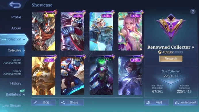 Hero 131|Skin 225|Emblem All Max|Renowned CC 5|Annual Haya|Sanrio Floryn|Spongebob Cyclops|Lightborn Tigreal ML809B