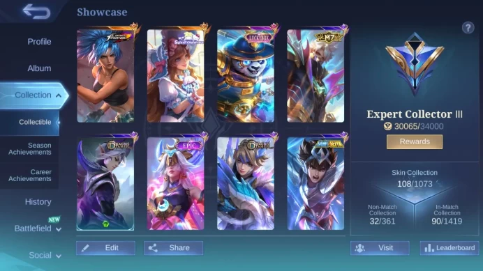 Hero 62|Skin 108|KOF Karina|Sanrio Floryn|Saint Seiya Badang|Luckybox Akai|Meow Lesley|Rising Lolita|Dtamer Ling Kimmy ML810B