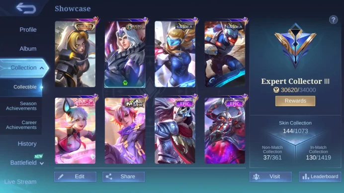 Hero 102|Skin 144|CC Nata|Meow Julian|Dtamer Lance Valir Estes|Saber Freya Saber|Valentine Fanny|Blazing Claude ML814B