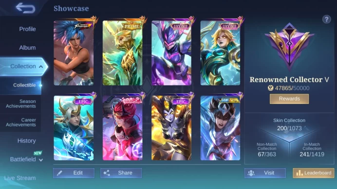 Hero 124|Skin 200|Prime Granger|KOF Karina|Saint Seiya Badang|Luckybox Karrie Eudora|Dtamer Valir Masha|Valentine Claude ML818B