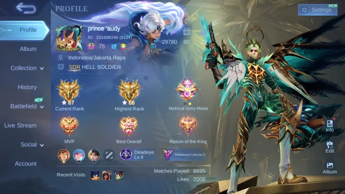 Hero 124|Skin 200|Prime Granger|KOF Karina|Saint Seiya Badang|Luckybox Karrie Eudora|Dtamer Valir Masha|Valentine Claude ML818B