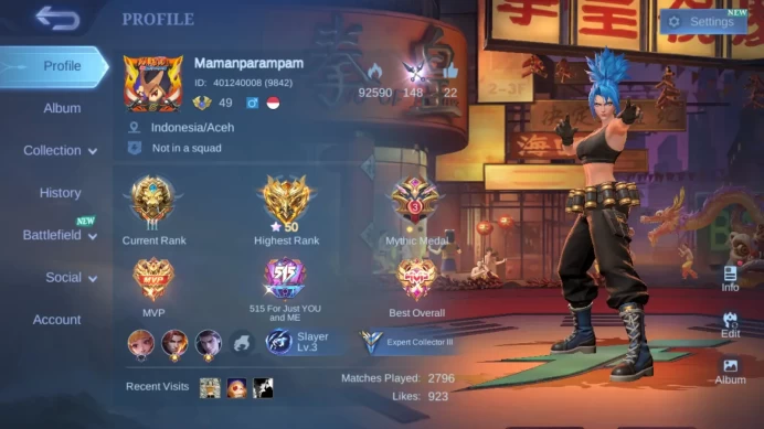 Hero 81|Skin 136|KOF Karina|CC Nata|Luckybox Selena|Blazing Layla Claude Esme|Epic Balmond Roger Irit Freya ML873B
