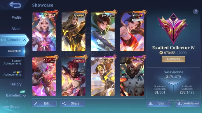 Hero 124|Skin 317|Legend Lunox|Dawning Lance|AOT Martis|Kishin Karrie|KOF Guin|CC Lapu Lapu|Zodiac Lance Hilda Selena ML926B