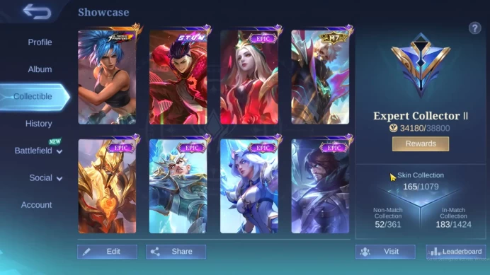 Hero 98 | Skin 165 | KOF Karina | Stun Chou | Epic Vexana | M7 Granger | Epic Terizla+Gatot+Karrie+Roger Check SS ML931B